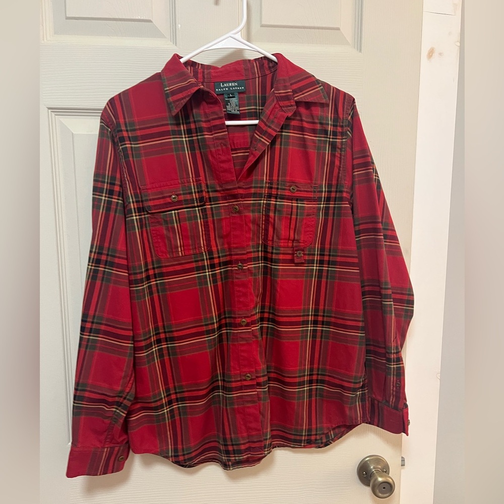 Lauren Ralph Lauren Red Plaid Button-Down Shirt